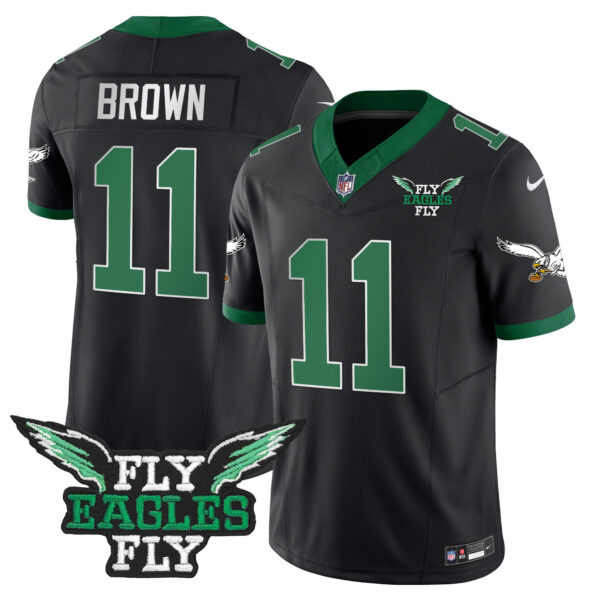 Men's Fly Eagles Fly Patch Throwback Kelly Green Vapor Jersey - All Stitched - Image 46