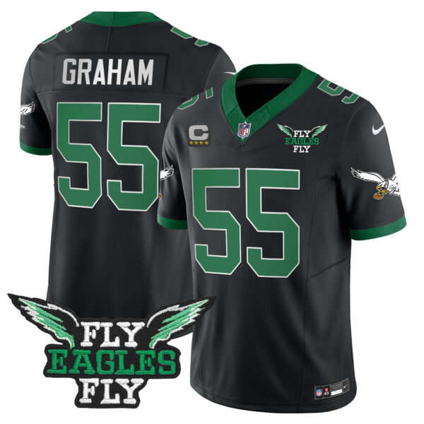 Men's Fly Eagles Fly Patch Throwback Kelly Green Vapor Jersey - All Stitched - Image 44