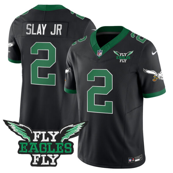 Men's Fly Eagles Fly Patch Throwback Kelly Green Vapor Jersey - All Stitched - Image 48