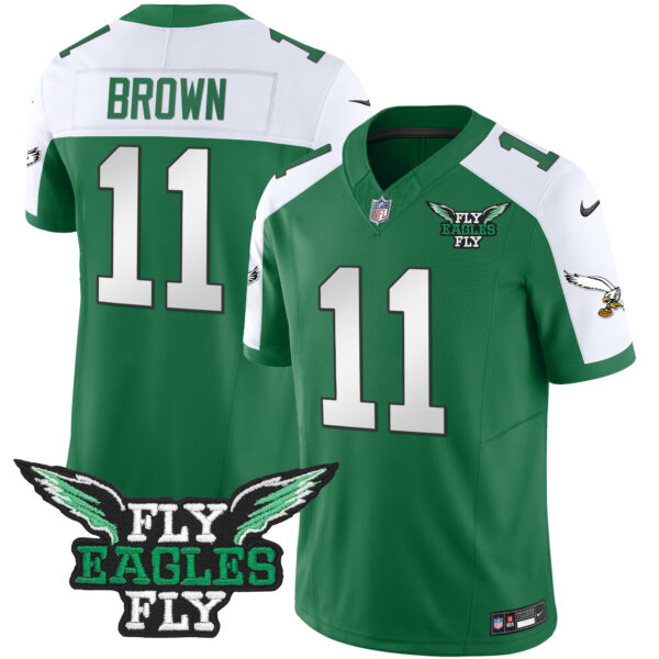Men's Fly Eagles Fly Patch Throwback Kelly Green Vapor Jersey - All Stitched - Image 16