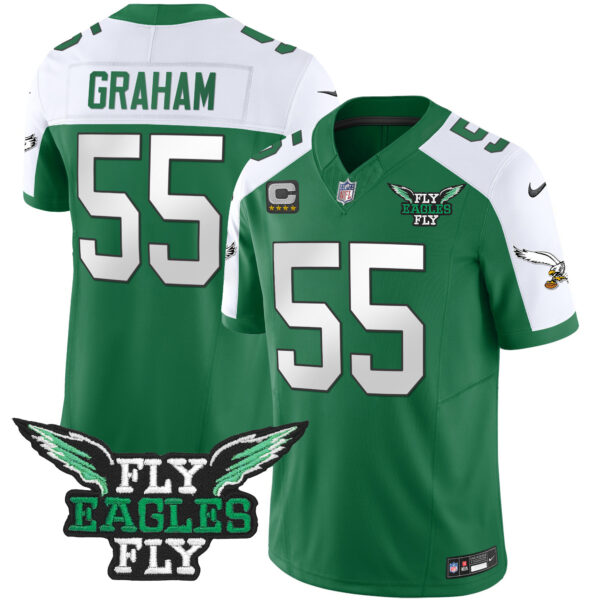 Men's Fly Eagles Fly Patch Throwback Kelly Green Vapor Jersey - All Stitched - Image 14