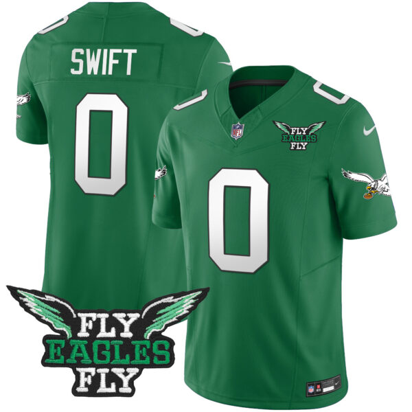 Men's Fly Eagles Fly Patch Throwback Kelly Green Vapor Jersey - All Stitched - Image 39