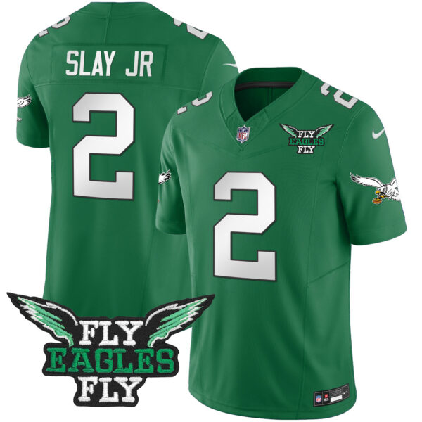 Men's Fly Eagles Fly Patch Throwback Kelly Green Vapor Jersey - All Stitched - Image 38
