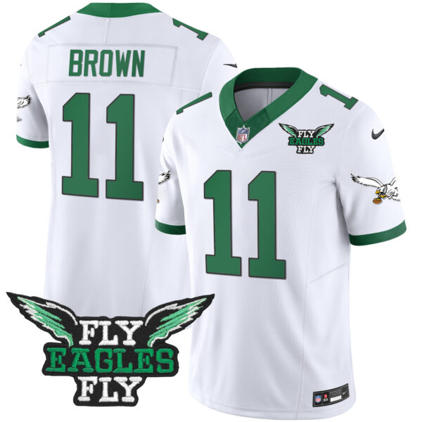 Men's Fly Eagles Fly Patch Throwback Kelly Green Vapor Jersey - All Stitched - Image 26