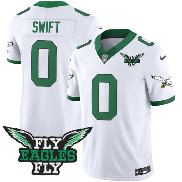 Men's Fly Eagles Fly Patch Throwback Kelly Green Vapor Jersey - All Stitched - Image 29