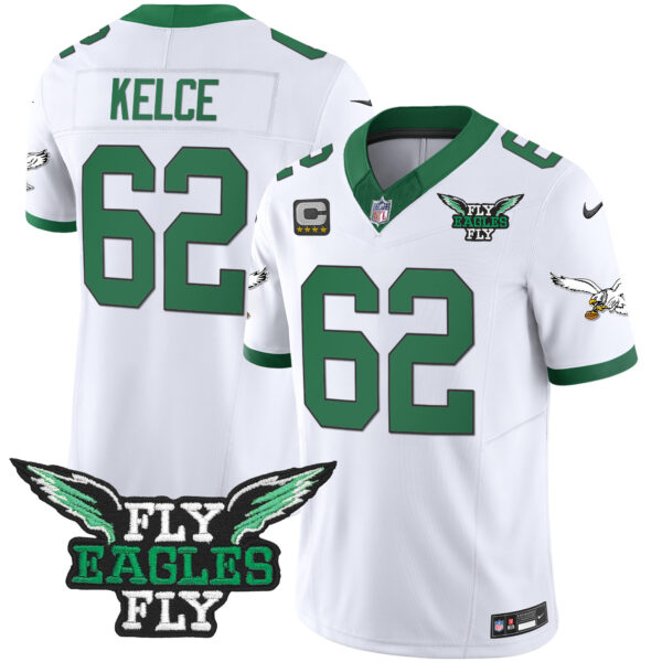 Men's Fly Eagles Fly Patch Throwback Kelly Green Vapor Jersey - All Stitched - Image 27
