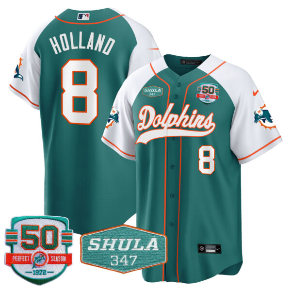 Men's Dolphins 50th & Don Shula 347 Memorial Patch Baseball Jersey - All Stitched - Image 11