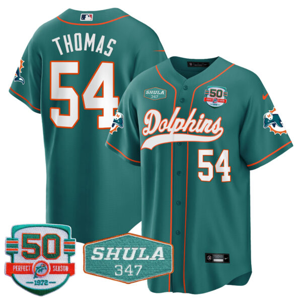 Men's Dolphins 50th & Don Shula 347 Memorial Patch Baseball Jersey - All Stitched - Image 20