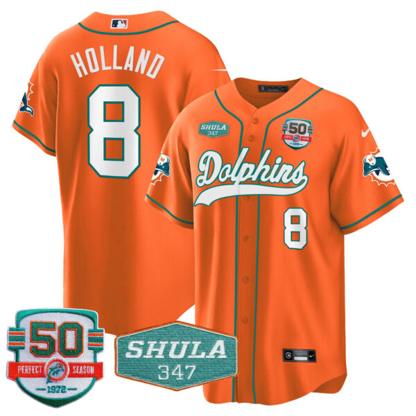 Men's Dolphins 50th & Don Shula 347 Memorial Patch Baseball Jersey - All Stitched - Image 39