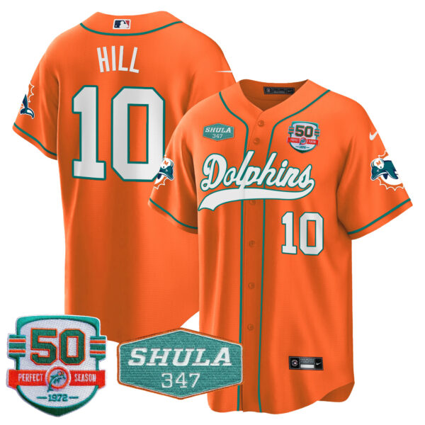 Men's Dolphins 50th & Don Shula 347 Memorial Patch Baseball Jersey - All Stitched - Image 38