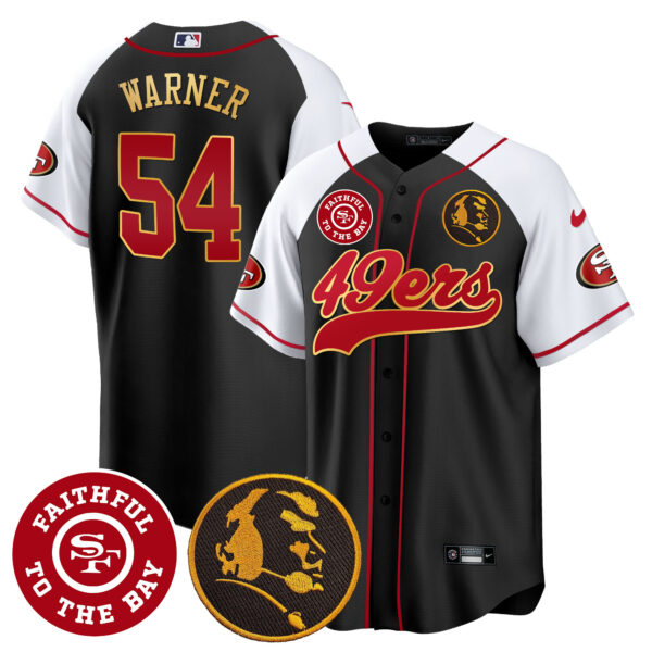 Men's 49ers Faithful & John Madden Patch Baseball Gold Trim Jersey - All Stitched - Image 35