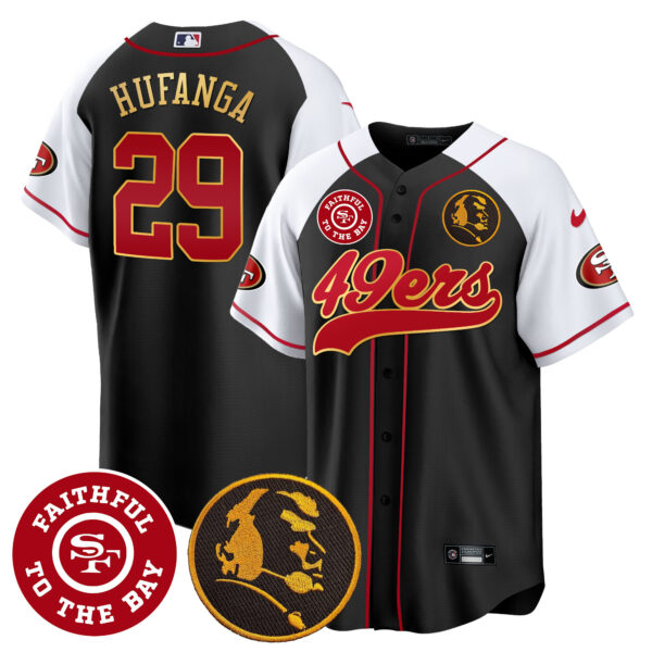 Men's 49ers Faithful & John Madden Patch Baseball Gold Trim Jersey - All Stitched - Image 39