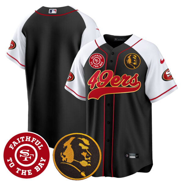 Men's 49ers Faithful & John Madden Patch Baseball Gold Trim Jersey - All Stitched - Image 40