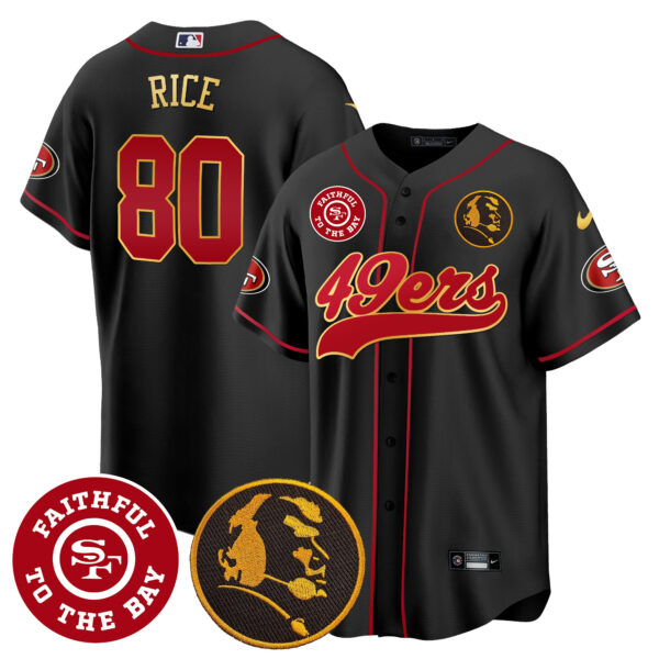 Men's 49ers Faithful & John Madden Patch Baseball Gold Trim Jersey - All Stitched - Image 6