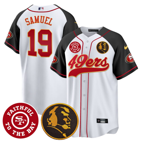 Men's 49ers Faithful & John Madden Patch Baseball Gold Trim Jersey - All Stitched - Image 42