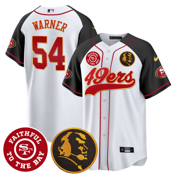 Men's 49ers Faithful & John Madden Patch Baseball Gold Trim Jersey - All Stitched - Image 45