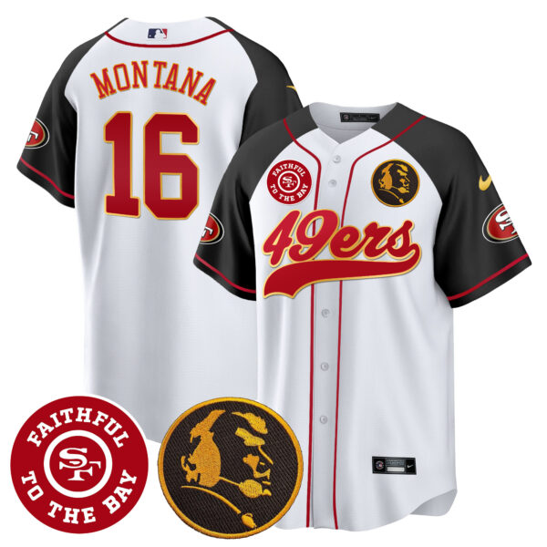 Men's 49ers Faithful & John Madden Patch Baseball Gold Trim Jersey - All Stitched - Image 48
