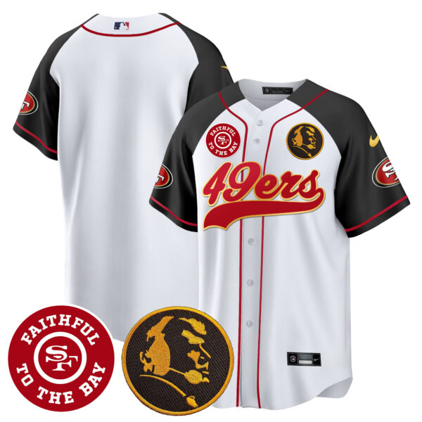Men's 49ers Faithful & John Madden Patch Baseball Gold Trim Jersey - All Stitched - Image 50
