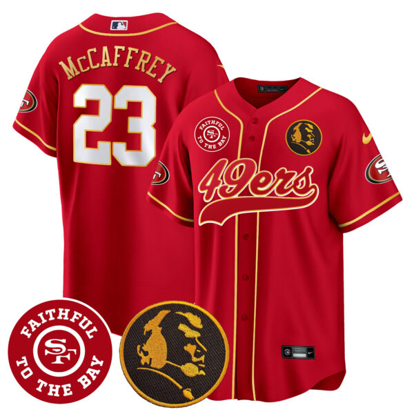 Men's 49ers Faithful & John Madden Patch Baseball Gold Trim Jersey - All Stitched - Image 11