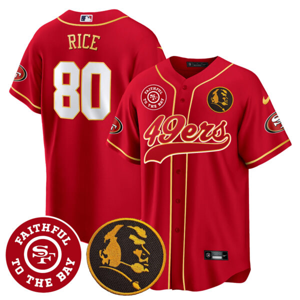 Men's 49ers Faithful & John Madden Patch Baseball Gold Trim Jersey - All Stitched - Image 16