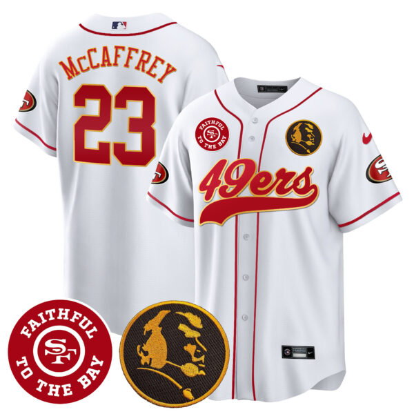 Men's 49ers Faithful & John Madden Patch Baseball Gold Trim Jersey - All Stitched - Image 21