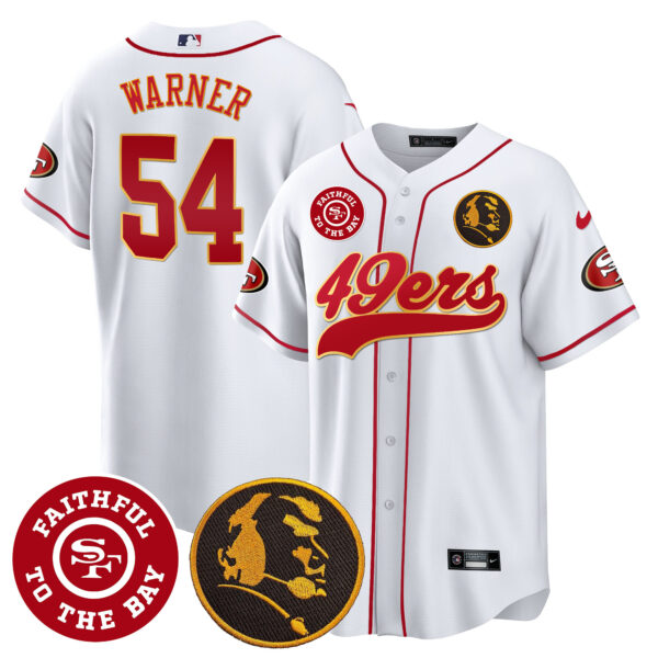 Men's 49ers Faithful & John Madden Patch Baseball Gold Trim Jersey - All Stitched - Image 25