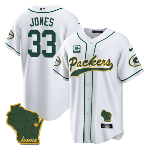 Men's Packers Home Patch Baseball Jersey - All Stitched - Image 17