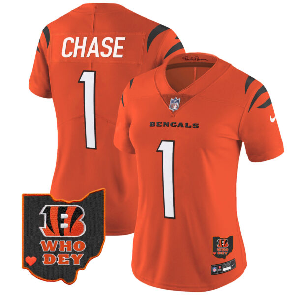 Women's Bengals Ohio Patch Vapor Limited Jersey V2 - All Stitched - Image 23