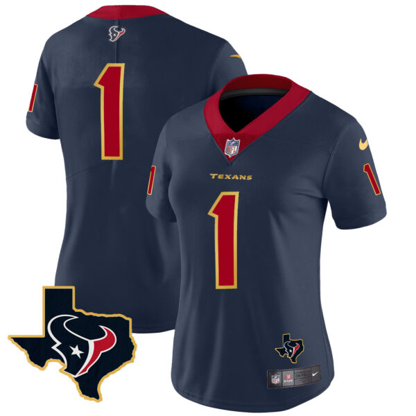 Women's Houston Texans Gold Trim Vapor Jersey - All Stitched - Image 24