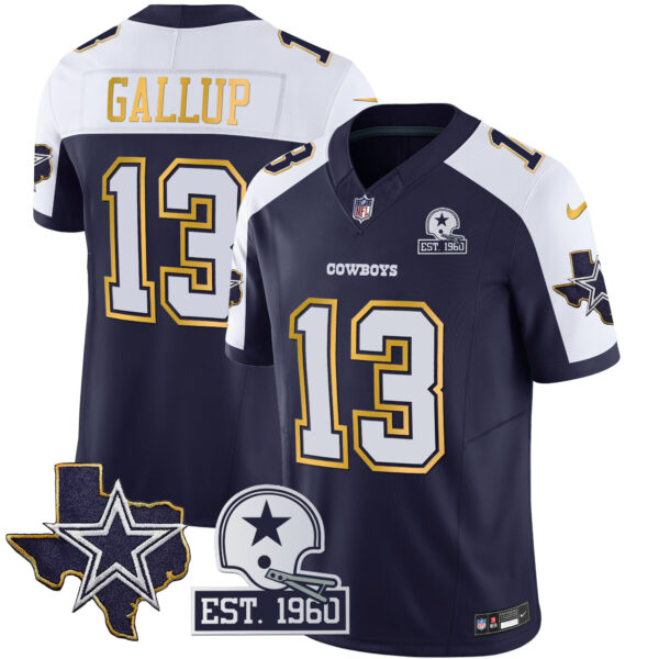 Men's Cowboys Texas Patch Gold Trim Vapor Jersey - All Stitched - Image 5