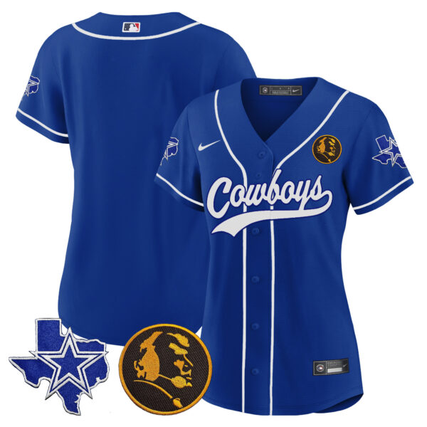 Women's Cowboys Texas & John Madden Patch Baseball Jersey - All Stitched - Image 32