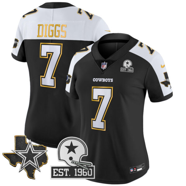 Women's Cowboys Texas Patch Gold Trim Vapor Jersey - All Stitched - Image 11