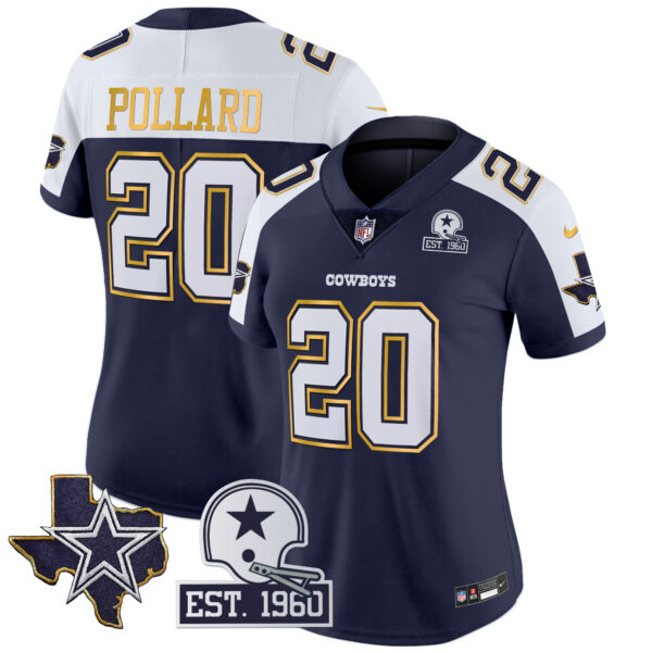 Women's Cowboys Texas Patch Gold Trim Vapor Jersey - All Stitched - Image 7