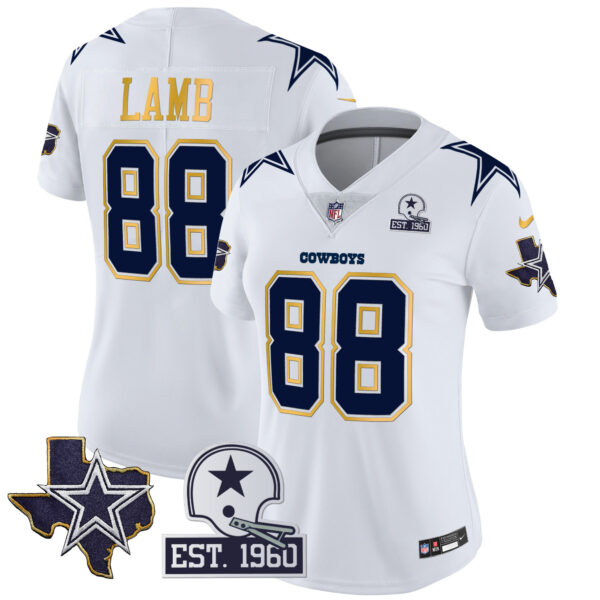 Women's Cowboys Texas Patch Gold Trim Vapor Jersey - All Stitched - Image 31