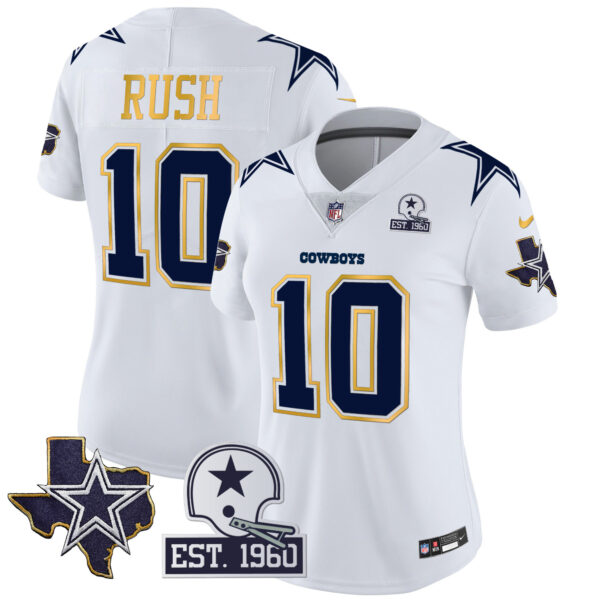 Women's Cowboys Texas Patch Gold Trim Vapor Jersey - All Stitched - Image 34