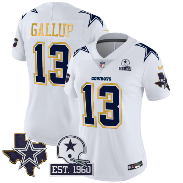 Women's Cowboys Texas Patch Gold Trim Vapor Jersey - All Stitched - Image 33