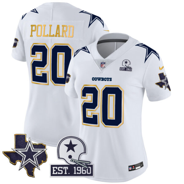 Women's Cowboys Texas Patch Gold Trim Vapor Jersey - All Stitched - Image 35