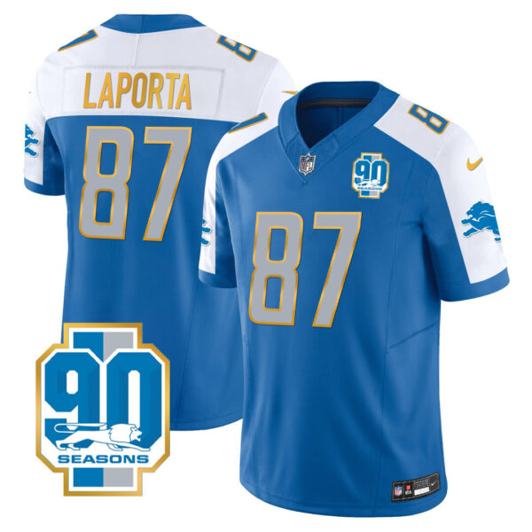 Men's Detroit Lions 90th Year Patch Gold Trim Jersey - All Stitched - Image 12