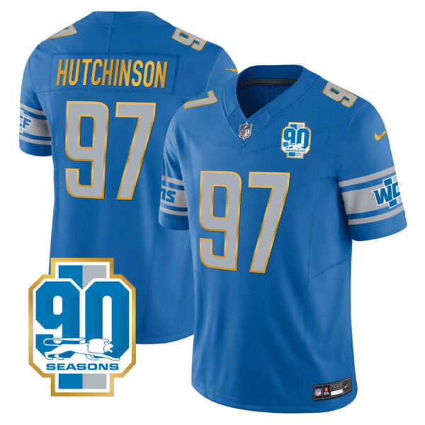 Men's Detroit Lions 90th Year Patch Gold Trim Jersey - All Stitched - Image 13