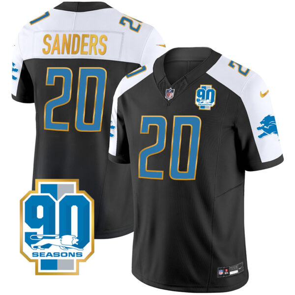 Men's Detroit Lions 90th Year Patch Gold Trim Jersey - All Stitched - Image 5