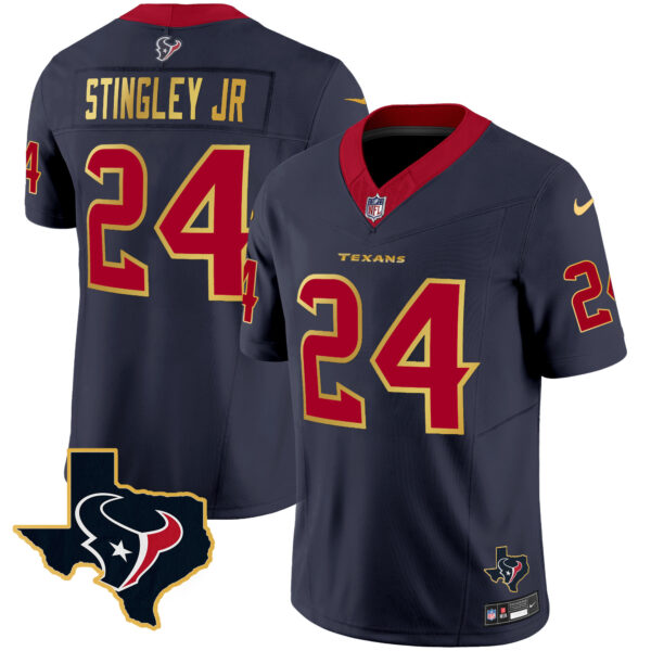 Men's Houston Texans Gold Trim Vapor Jersey - All Stitched - Image 20