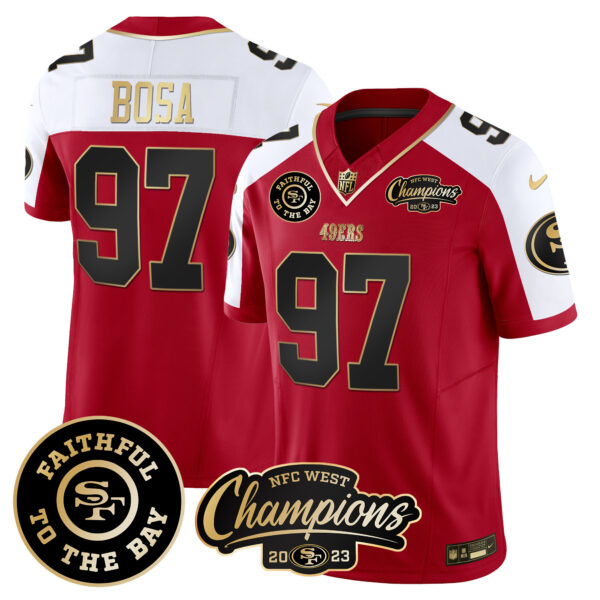 Men's 49ers Faithful & 2023 NFC West Champions Patch Vapor Jersey - All Stitched - Image 47