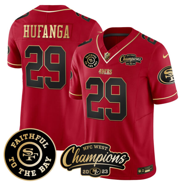 Men's 49ers Faithful & 2023 NFC West Champions Patch Vapor Jersey - All Stitched - Image 30