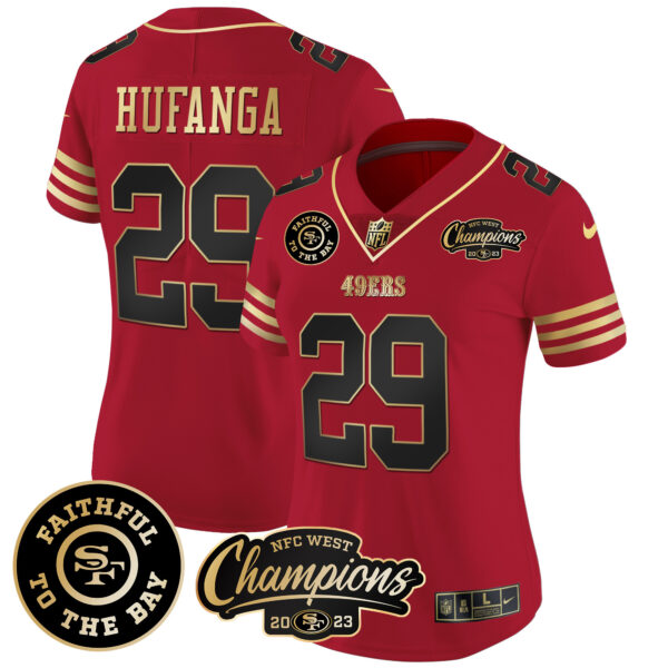Women's 49ers Faithful & 2023 NFC West Champions Patch Vapor Jersey - All Stitched - Image 20