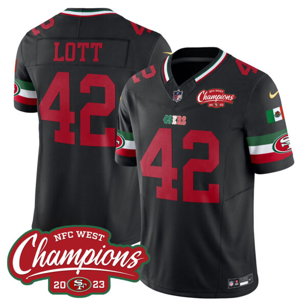 Men's 49ers Mexico 2023 NFC West Champions Patch Vapor Jersey - All Stitched - Image 29