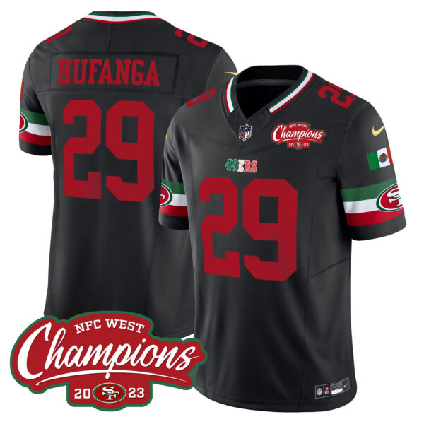 Men's 49ers Mexico 2023 NFC West Champions Patch Vapor Jersey - All Stitched - Image 30