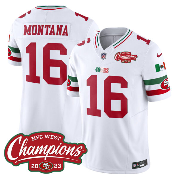 Men's 49ers Mexico 2023 NFC West Champions Patch Vapor Jersey - All Stitched - Image 8