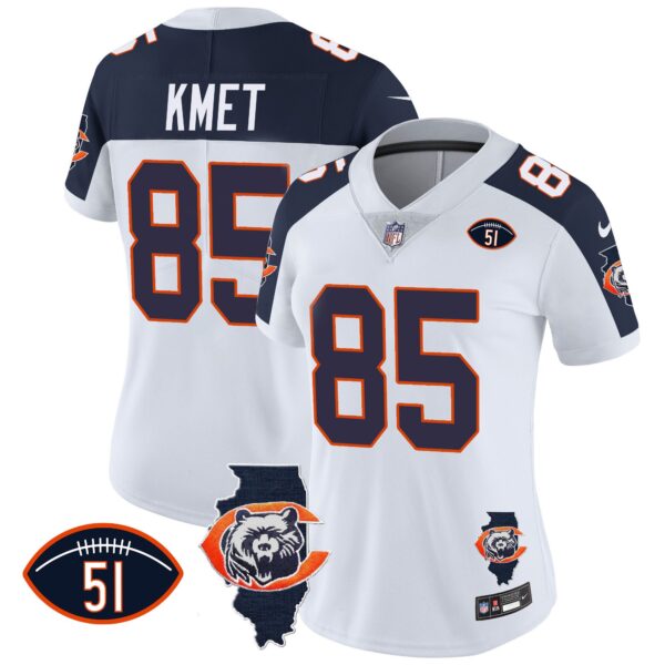 Women's Bears Throwback Illinois Patch Vapor Jersey - All Stitched - Image 36