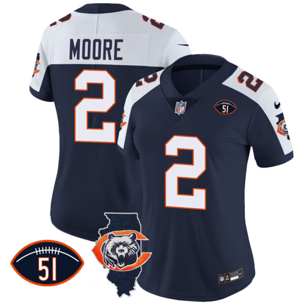 Women's Bears Throwback Illinois Patch Vapor Jersey - All Stitched - Image 4