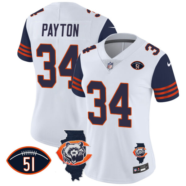 Women's Bears Throwback Illinois Patch Vapor Jersey - All Stitched - Image 29